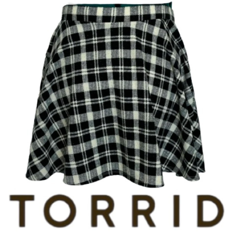 torrid Black and White Plaid Circle Skater Skirt